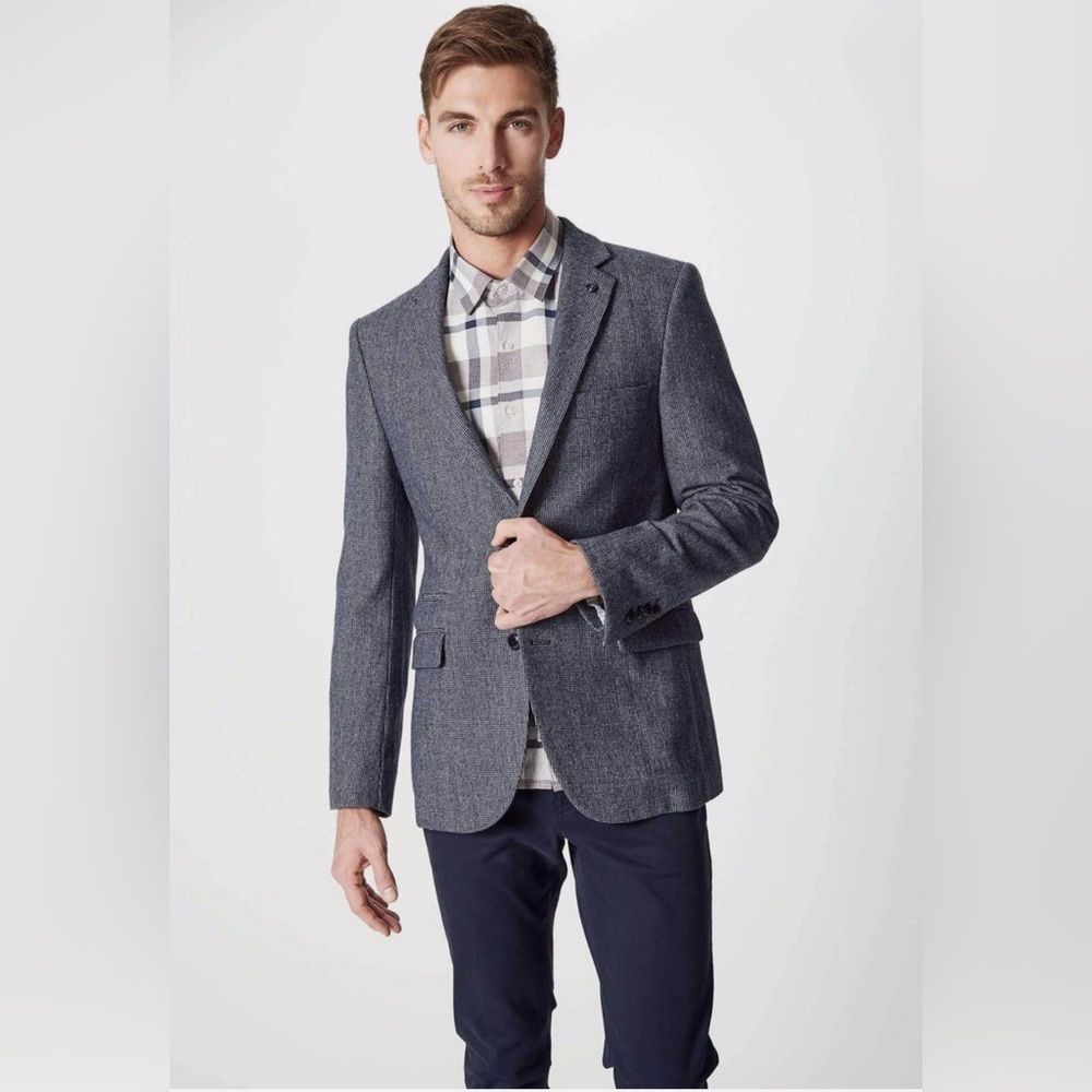 7 Diamonds Ettore Blazer Men’s M‎ Sport Coat Blue 2 Button Jacket Office Preppy